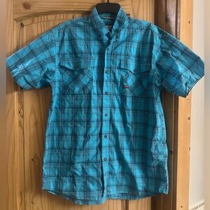 Ariat Men's Rebar Turquoise Plaid Button Down